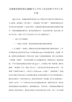 县数据资源管理局2022年上半年工作总结和下半年工作计划.docx