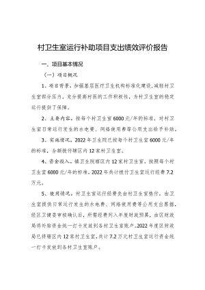 乡镇卫生院村卫生室运行经费补助项目支出绩效评价报告.docx