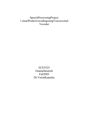Linear predictive coding (LPC) of speech - Forward线性预测编码（LPC）语音了.docx