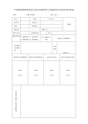 严重精神障碍管理治疗项目贫困患者门诊治疗补助申请表.docx