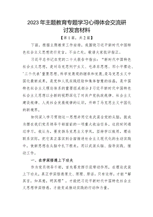 2023主题教育专题学习心得体会二篇.docx