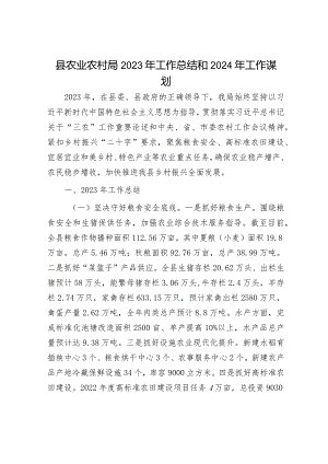 2023年工作总结及2024年工作计划精选合辑（人社局+农业农村局）.docx