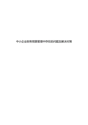 中小企业财务预算管理中存在的问题及解决对策.docx