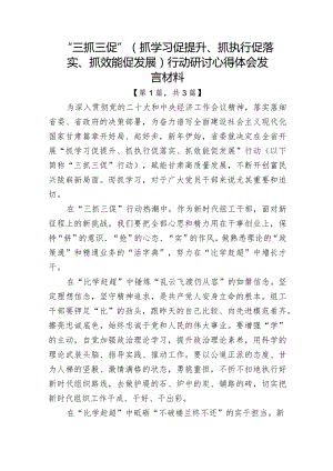 “三抓三促”（抓学习促提升、抓执行促落实、抓效能促发展）行动研讨心得体会发言材料3篇.docx