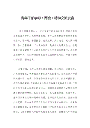 2023年青年干部学习“两会”精神交流发言.docx