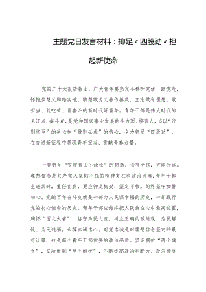 2023年主题党日发言材料：铆足“四股劲” 担起新使命.docx