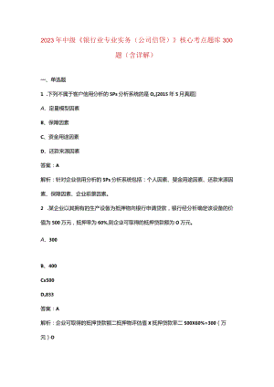 2023年中级《银行业专业实务（公司信贷）》核心考点题库300题（含详解）.docx