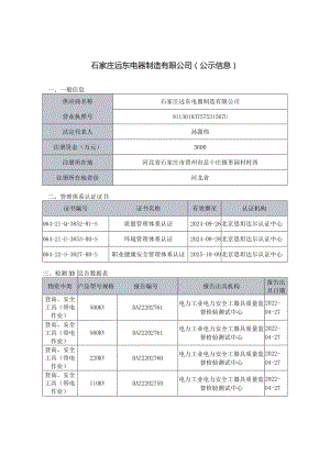 石家庄远东电器制造有限公司（公示信息）.docx