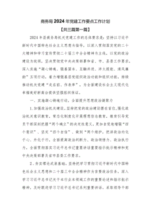 （3篇）商务局2024年党建工作要点工作计划.docx