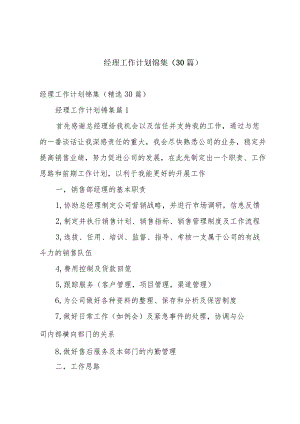 经理工作计划锦集（30篇）.docx