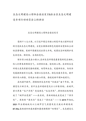 生态文明建设心得体会座谈发言 & 在全区生态文明建设专项行动动员会上的讲话.docx