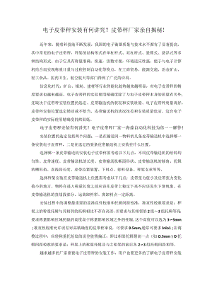 电子皮带秤安装有何讲究？皮带秤厂家亲自揭秘！.docx