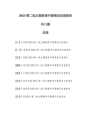 （8篇）2023第二批主题教育开展情况自查报告.docx