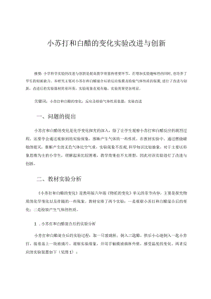 小苏打和白醋的变化实验改进与创新 论文.docx