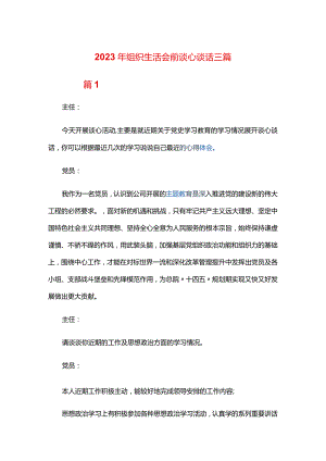 2024年组织生活会前谈心谈话三篇.docx
