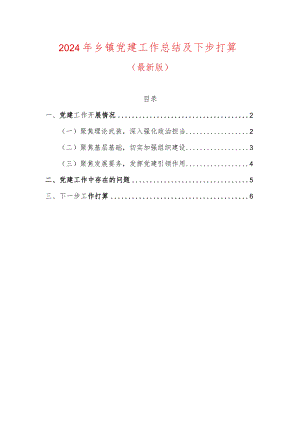 2024年乡镇党建工作总结及下步打算.docx