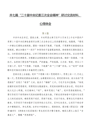 共七篇“二十届中央纪委三次全会精神”研讨交流材料、心得体会.docx