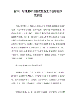 省审计厅推进审计整改督查工作信息化探索实践.docx