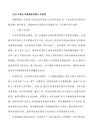 2023年度公司集团抓党建工作述职.docx