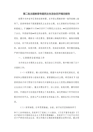 第二批主题教育专题民主生活会召开情况报告.docx