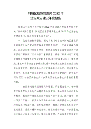 阿城区应急管理局2022年法治政府建设年度报告.docx