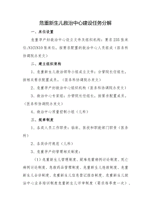 危重新生儿救治中心建设任务分解.docx