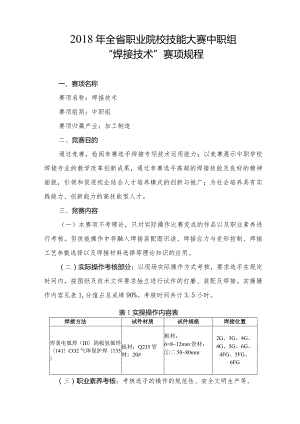 2018年全省职业院校技能大赛中职组“焊接技术”赛项规程.docx