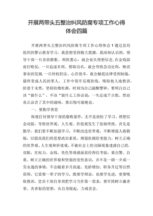 开展两带头五整治纠风防腐专项工作心得体会四篇.docx