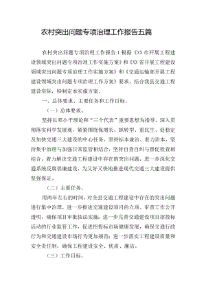 农村突出问题专项治理工作报告五篇.docx