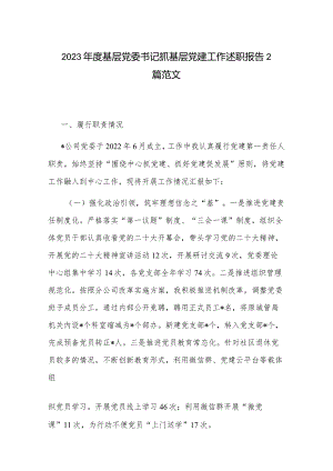 2023年度基层党委书记抓基层党建工作述职报告2篇范文.docx