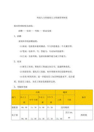科技人力资源部人力资源管理制度.docx