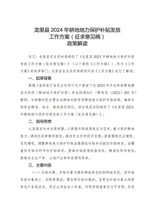 龙里县2024年耕地地力保护补贴发放工作方案（征求意见稿）政策解读.docx