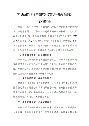国企党员学习新修订《中国共产党纪律处分条例》个人心得体会 合计3份.docx