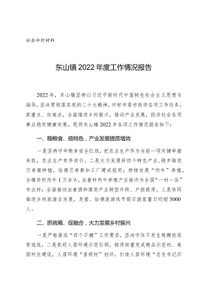 社会评价材料东山镇2022年度工作情况报告.docx