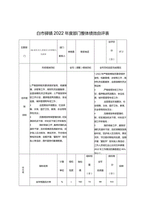 白市驿镇2022年度部门整体绩效自评表.docx