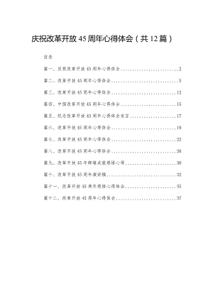 庆祝改革开放45周年心得体会(精选12篇).docx