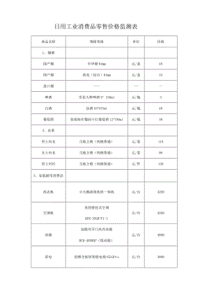 日用工业消费品零售价格监测表.docx