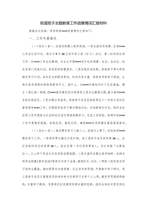 街道班子主题教育工作进展情况汇报材料.docx
