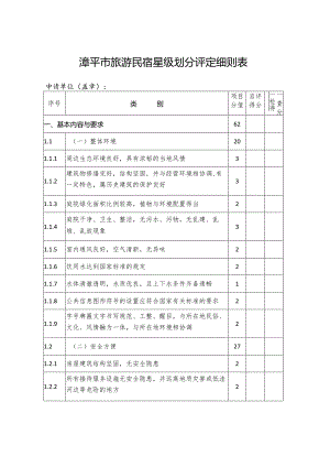 漳平市旅游民宿星级划分评定细则表.docx