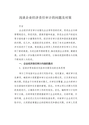 浅谈企业经济责任审计的问题及对策.docx