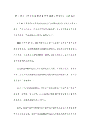 学习领会《关于全面推进美丽中国建设的意见》心得体会.docx