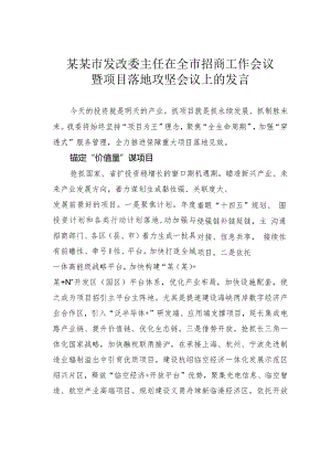 某某市发改委主任在全市招商工作会议暨项目落地攻坚会议上的发言.docx
