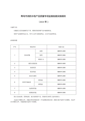 青岛市消防水枪产品质量专项监督抽查实施细则2024年.docx