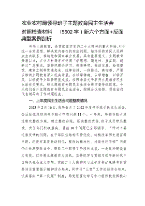 （农业农村局班子）主题教育民主生活会对照检查材料（践行宗旨等6个方面+反面典型案例剖析）.docx