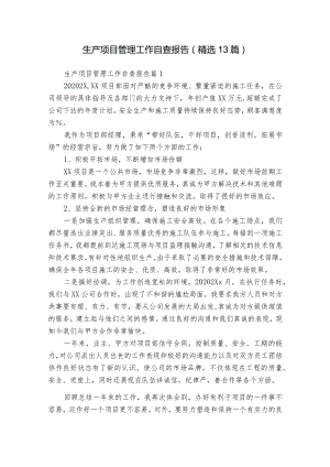 生产项目管理工作自查报告（精选13篇）.docx