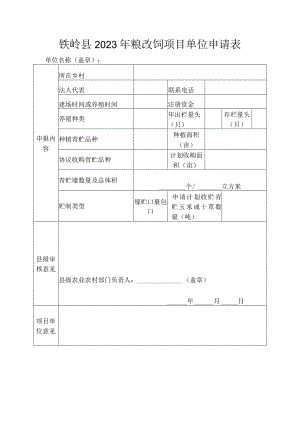 铁岭县2023年粮改饲项目单位申请表.docx