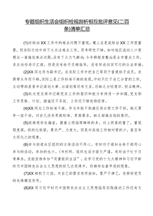 专题组织生活会组织检视剖析相互批评意见（二百条）清单汇总.docx