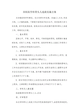 市医院学科带头人选拔实施方案.docx