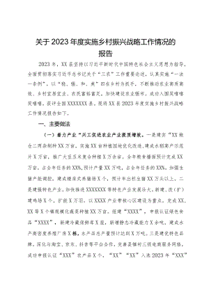 关于2023年度实施乡村振兴战略工作情况的报告.docx