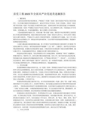 县党工委2023年全面从严治党述责述廉报告.docx